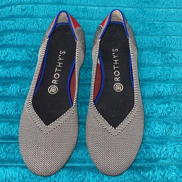 Rothy’s shale cherry red ribbon stripe ballet flats size 9 - Picture 3 of 14